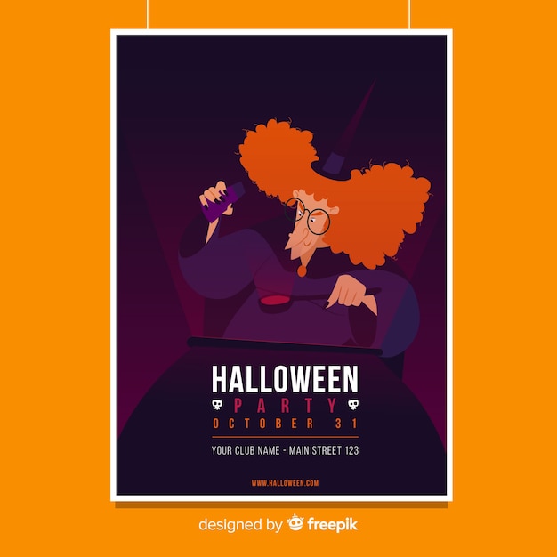 Terrific halloween party poster with flat design