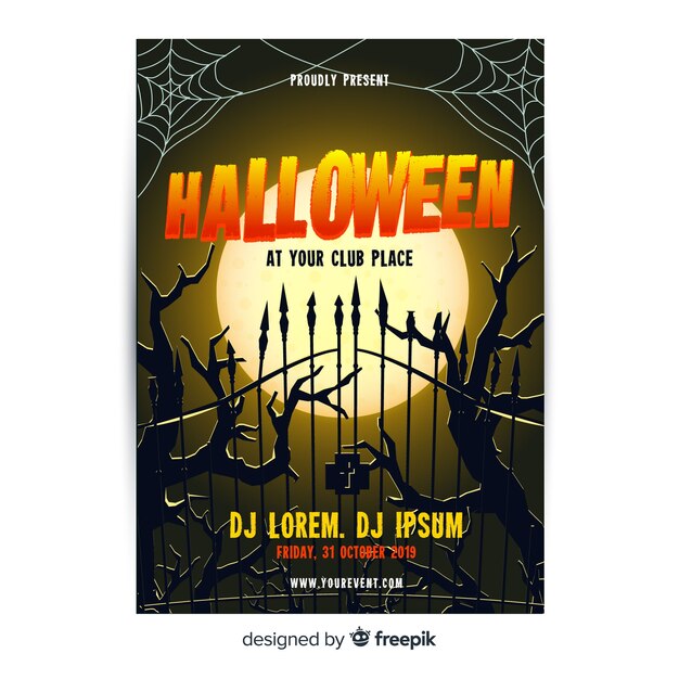 Terrific halloween party poster with flat design