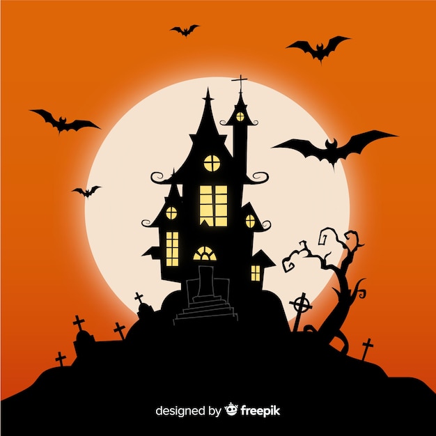 Terrific haunted house with flat design