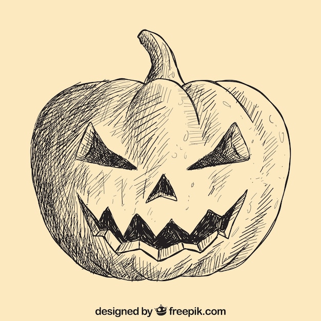 Free Vector terrified hand drawn pumpkin