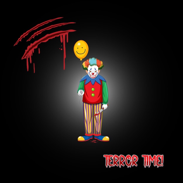 Free Vector terror time logo with creepy clown