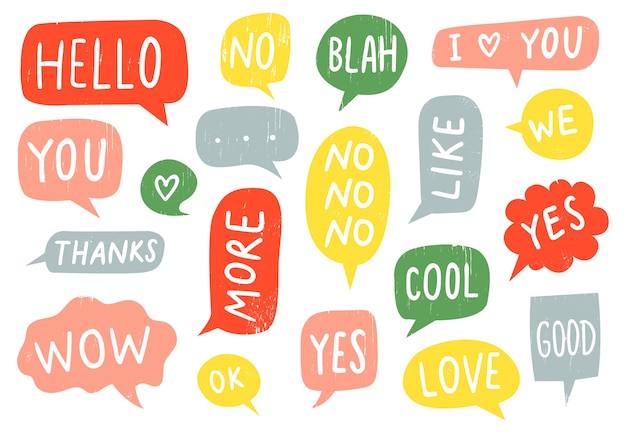 Textured speech bubble signs