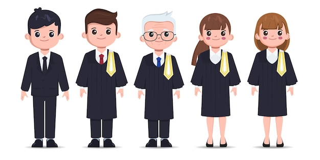 Free Vector thai lawyer legal professions character set flat cartoon barrister vector design