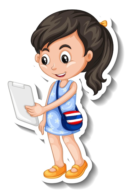 THai student girl using tablet