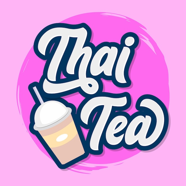 Thai tea lettering sticker