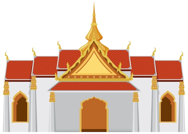 Free Vector thai temple design with red and golden roof