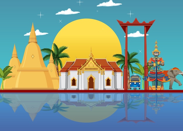 Thailand attraction landmarks background