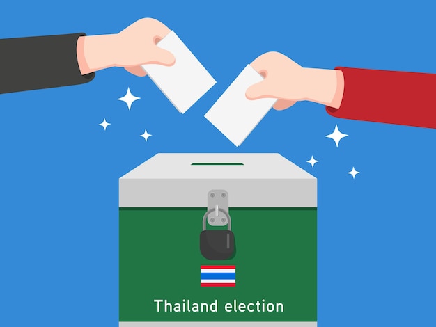 Free Vector thailand elections. people character with box for vote and ballot papers. cartoon vector design.