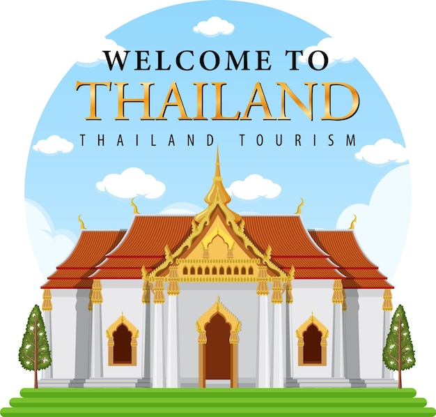 Free Vector thailand iconic tourism attraction background in circle template