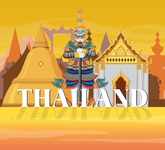 Free Vector thailand iconic tourism attraction background