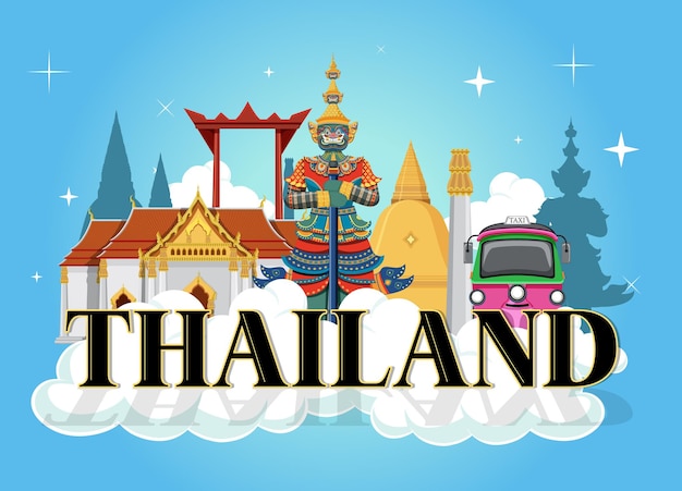 Free Vector thailand iconic tourism attraction background