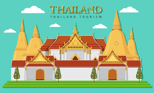 Free Vector thailand iconic tourism attraction background