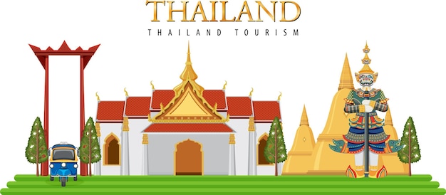 Free Vector thailand iconic tourism attraction background