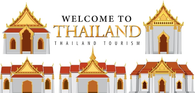 Free vector thailand iconic tourism attraction background