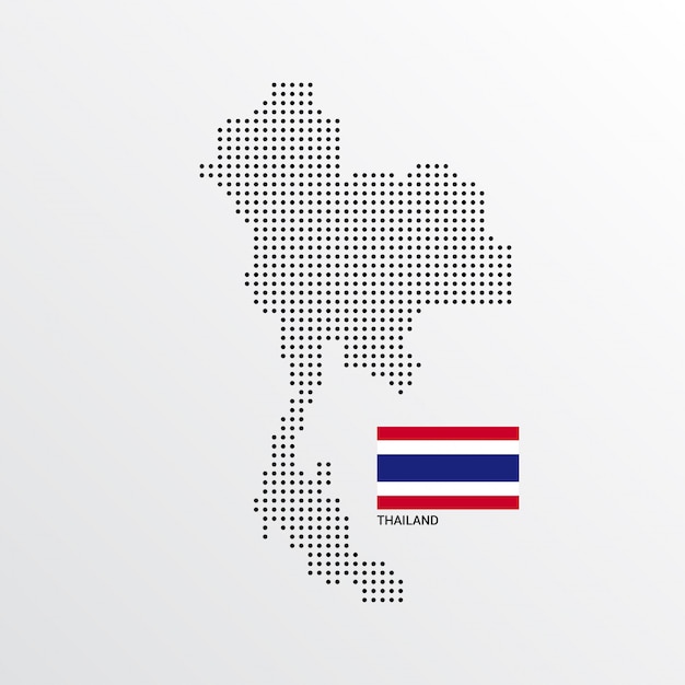 Thailand Map design with flag and light background vector 