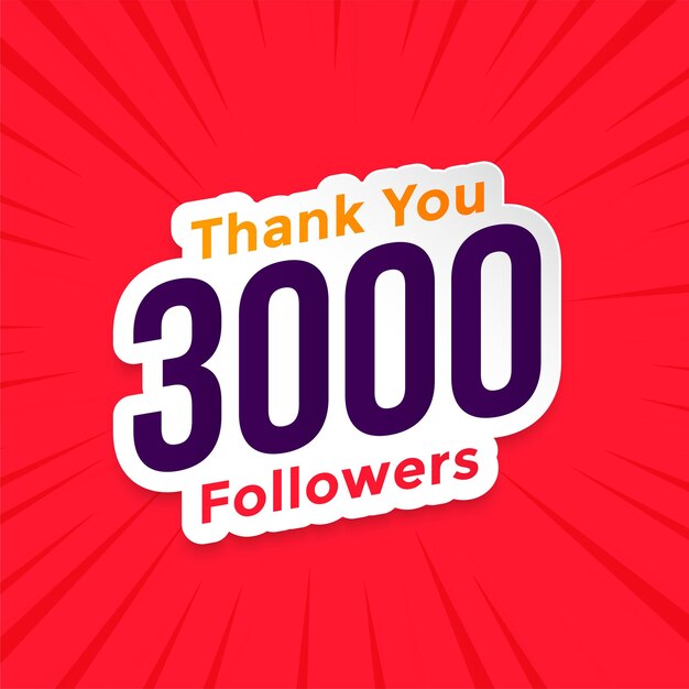 thank you 3000 followers social media network background