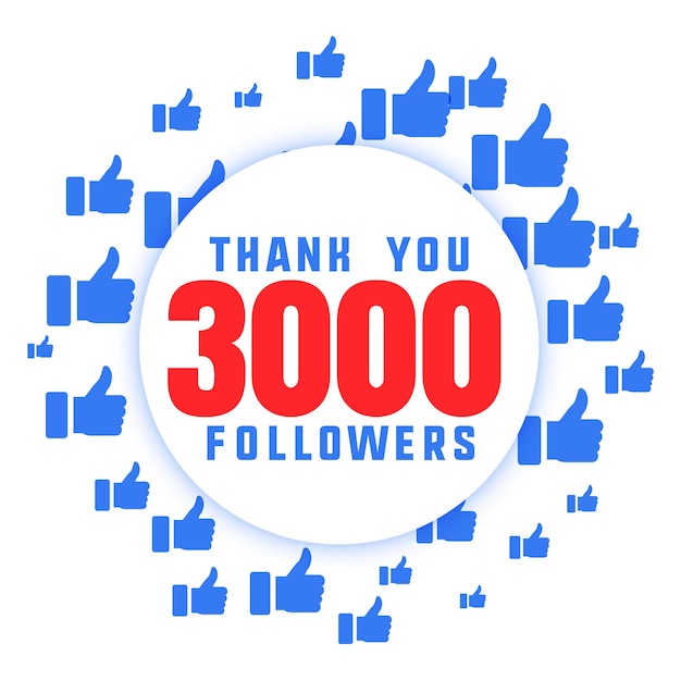 thank you 3k or three thousands number followers template with likes sign vector