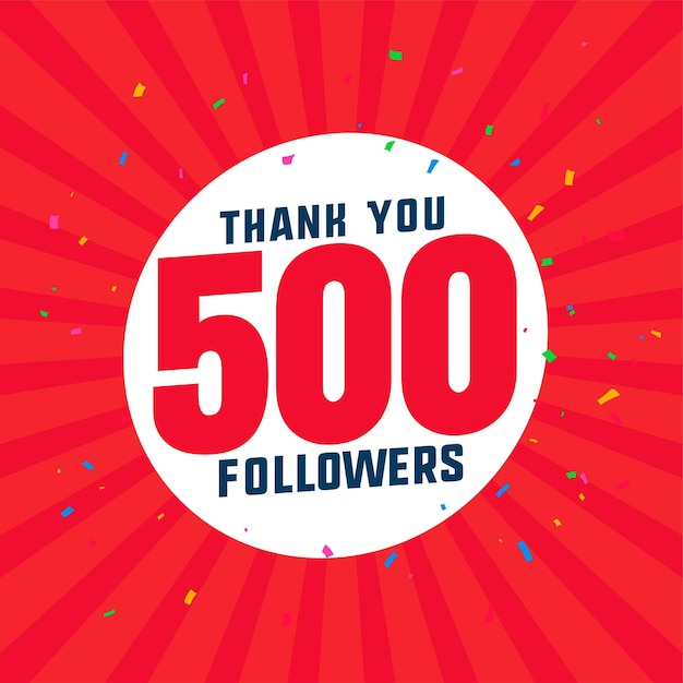 Free vector thank you 500 hundred internet followers celebration template design vector