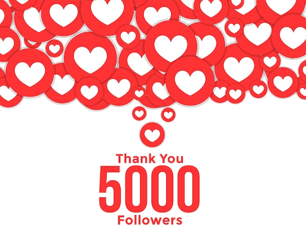 Free Vector thank you 5000 following public heart pattern background design