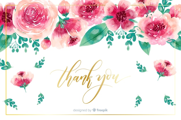 Thank you background with floral decoration