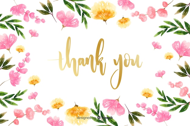 Thank you background with floral decoration