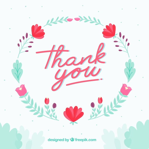 Thank you background with floral wreath