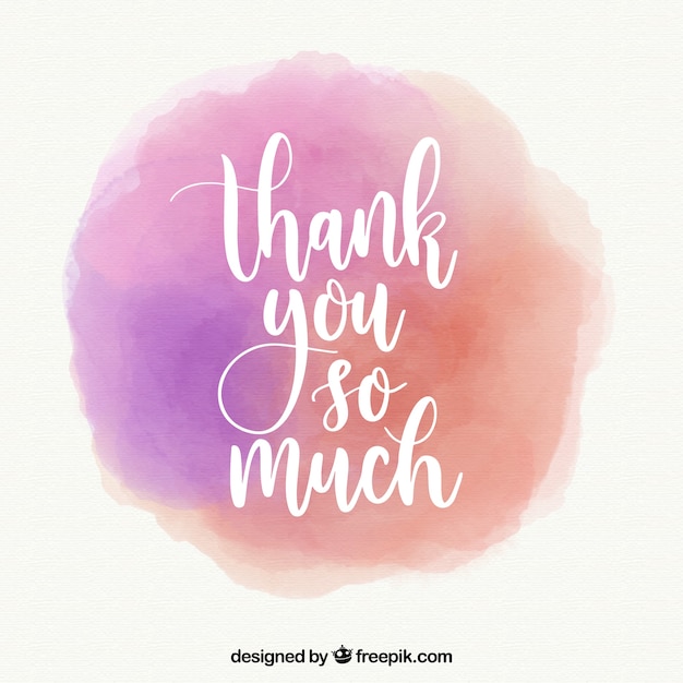 Thank you background with lettering in watercolor stain