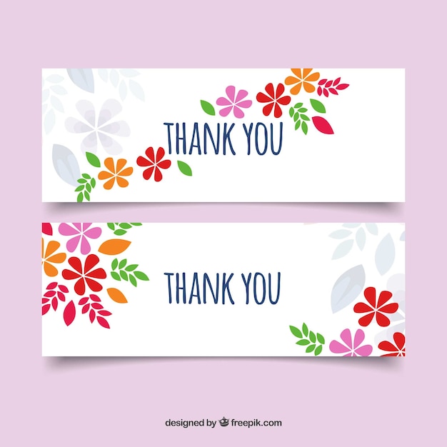 Free Vector thank you banners with flowers