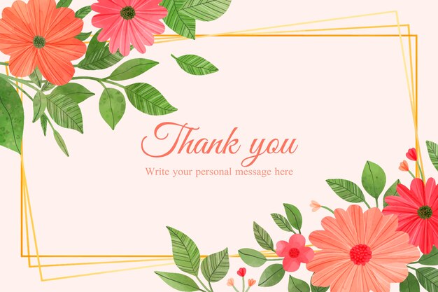 Thank you card template with floral design