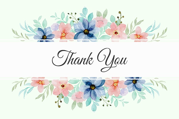 Free vector thank you card with colorful floral watercolor