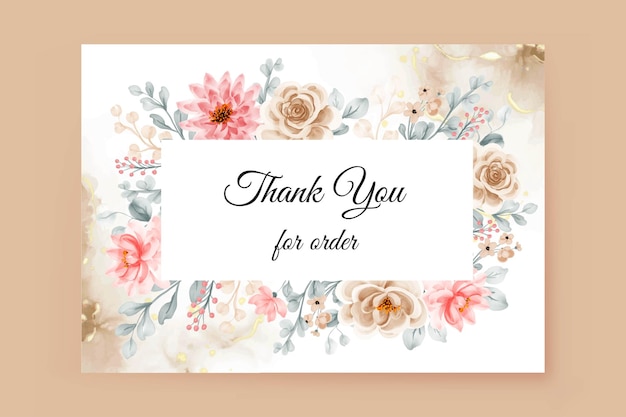 Free vector thank you card with flower frame background