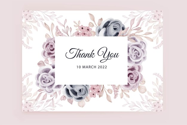 Thank you card with flower frame rose