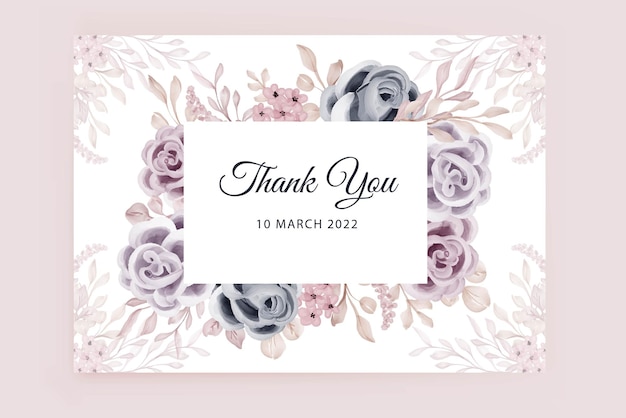 Thank you card with flower frame rose