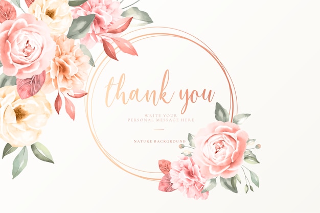 Free vector thank you card with vintage flowers