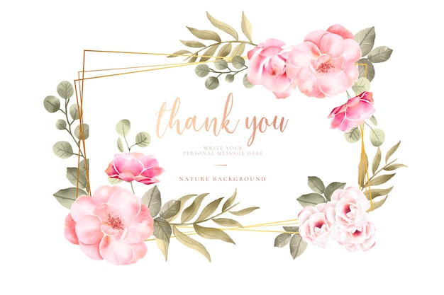 Thank you Card with Watercolor Flowers