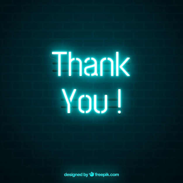 Free Vector thank you composition with neon light style