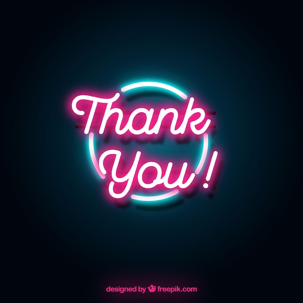 Thank you composition with neon light style