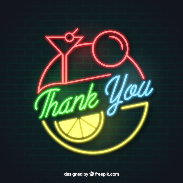 Thank you composition with neon light style