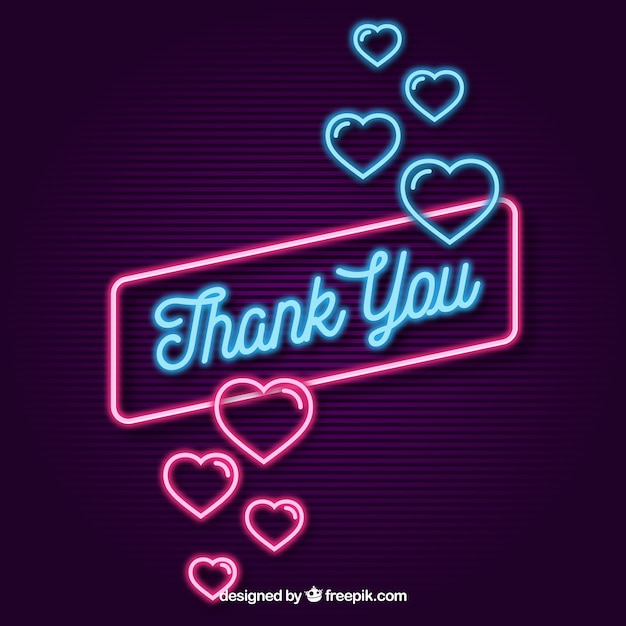 Thank you composition with neon light style