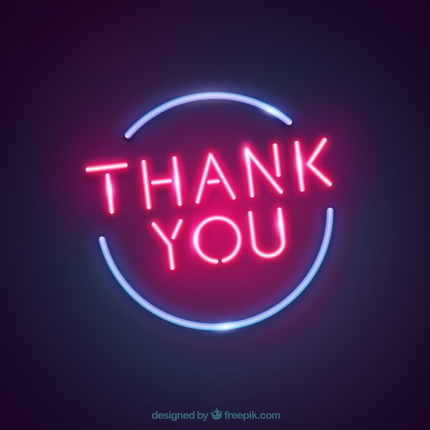 Thank you composition with neon light style