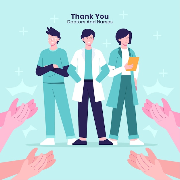 Free Vector thank you doctors and nurses concept