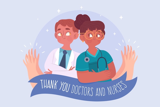 Free Vector thank you doctors and nurses illustration