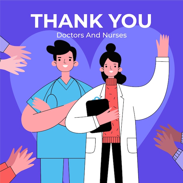 Free Vector thank you doctors and nurses