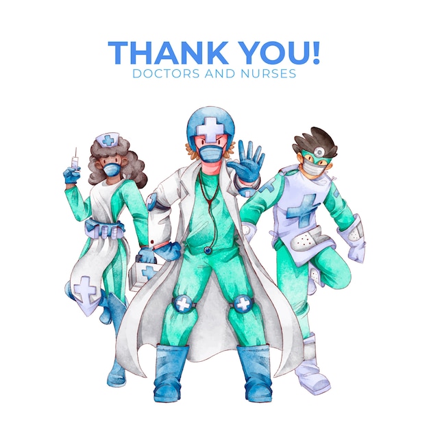 Free Vector thank you doctors and nurses