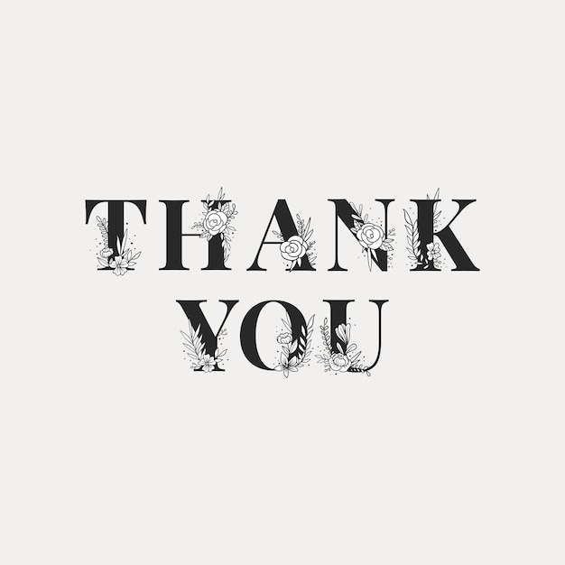 Thank You flower typography feminine font vector