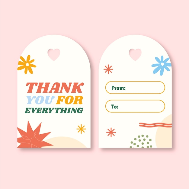 Free Vector thank you gift tag template design