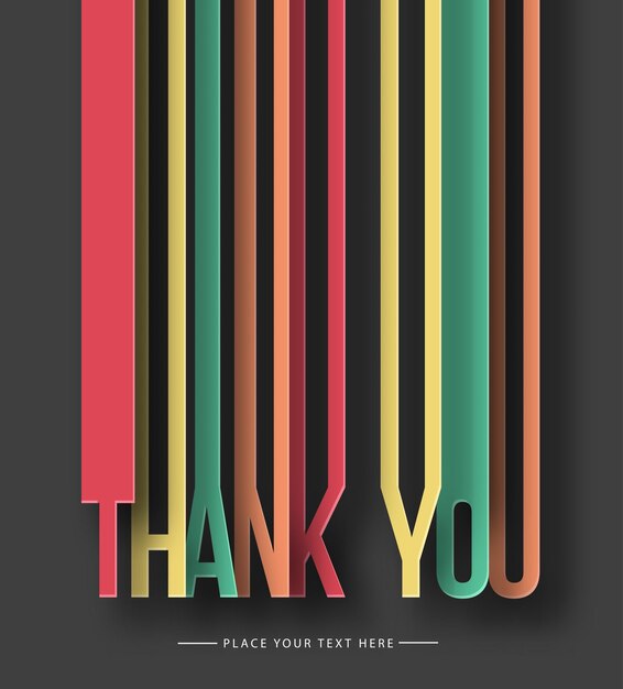 Thank You Paper Cut Text on Abstract Background with Drop Shadows. Vector illustration.