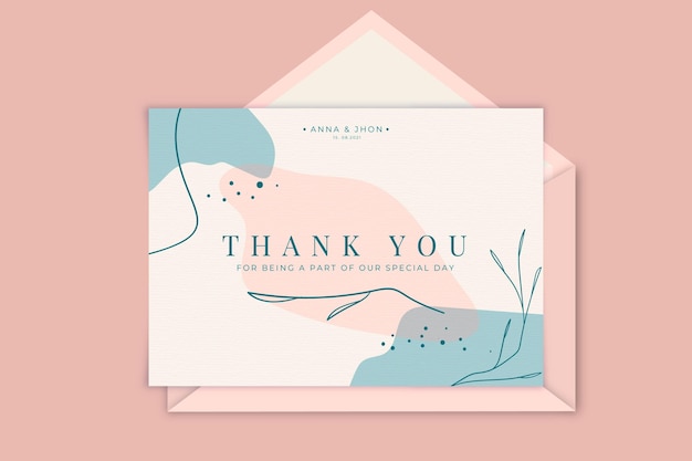 Free Vector thank you wedding card template