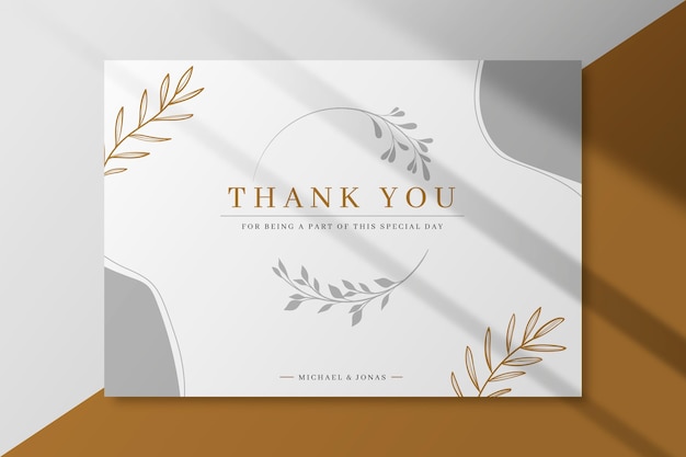 Free vector thank you wedding card template