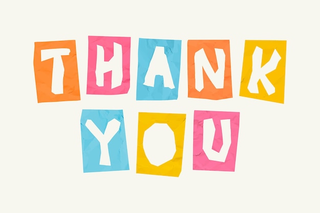 THANK YOU word paper cut  typography font